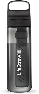 LifeStraw Go Series BPA-Free Water Filter Bottle, 22 oz, Nordic Noir | Plastic Water Filter Bottle for Travel and Everyday use removes Bacteria, parasites and microplastics, Improves Taste